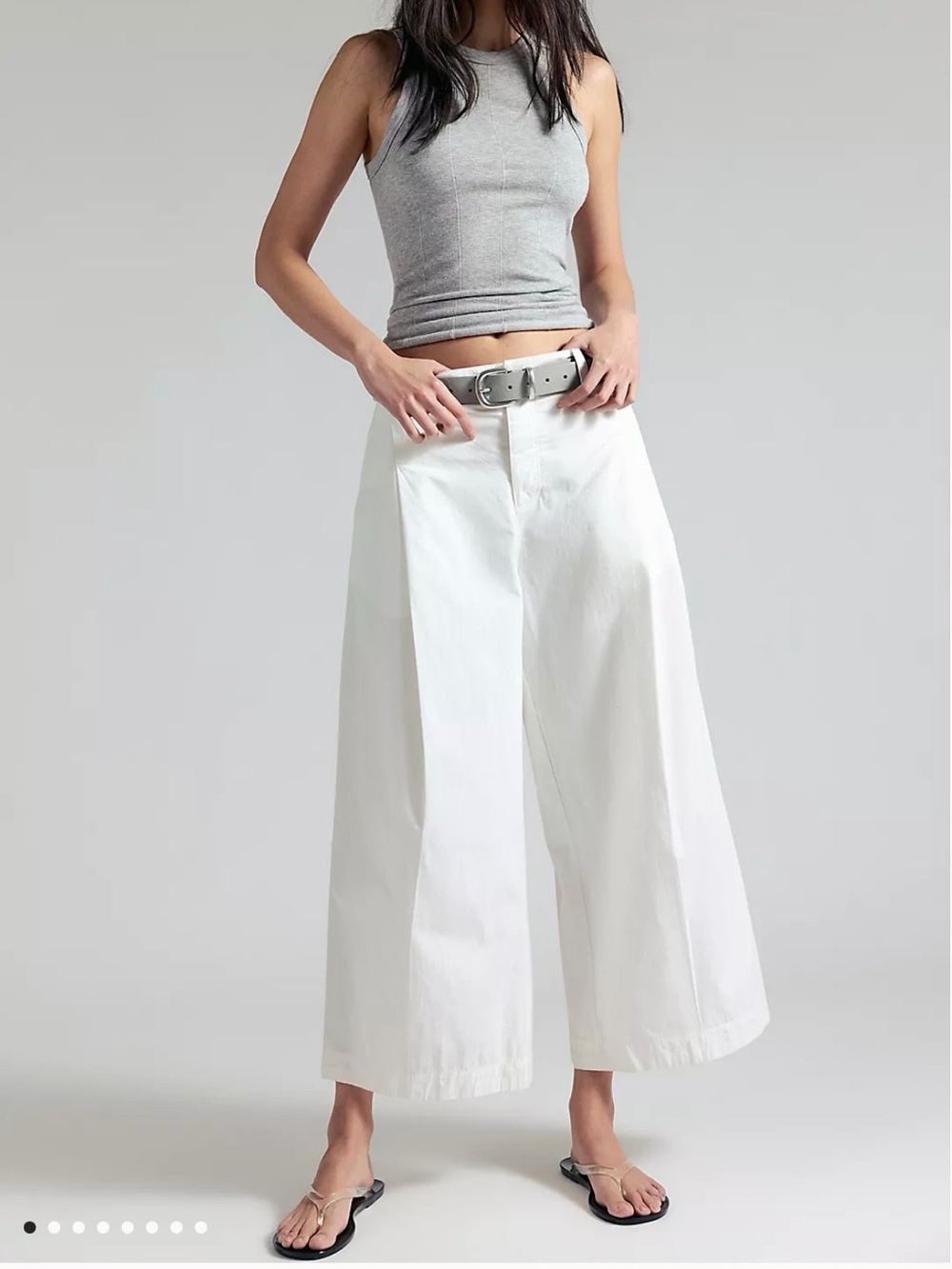 Free People Essential Wide-Leg Cropped Pants in White